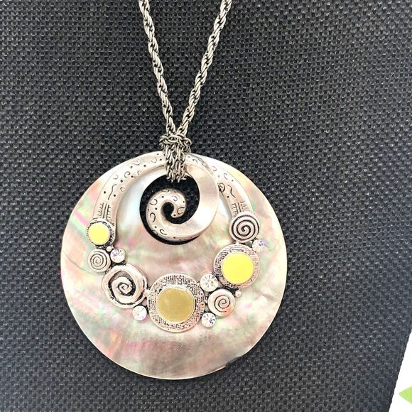 Handcrafted Mother-Of-Pearl Pendant with Matching Earrings Custom Unique - Picture 9 of 11